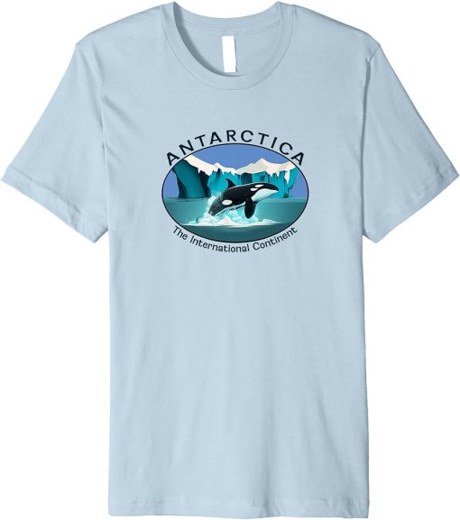 Antarctica Orca Whale Iceberg Cool Antarctic Travel Souvenir Premium T-Shirt