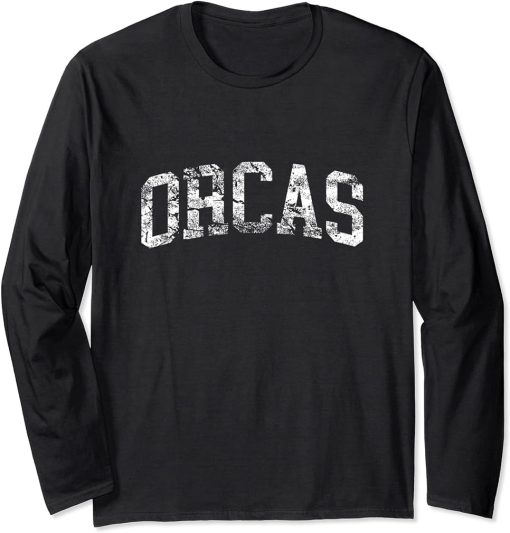 Orcas Vintage Arch Logo University Sports Style Long Sleeve T-Shirt