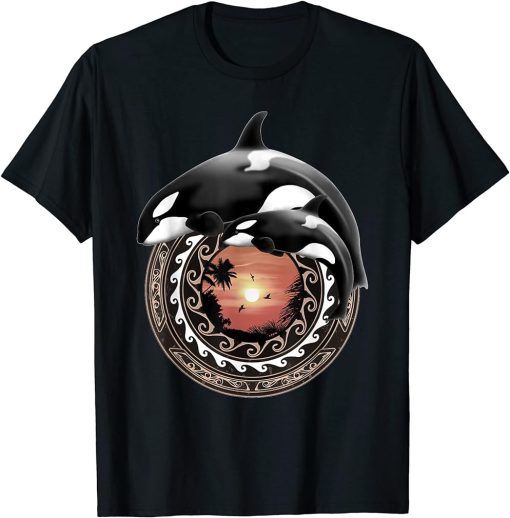 Cute Orca Whales Samoa Polynesia Style Orcas T-Shirt