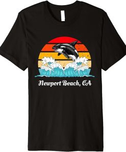 Vintage Newport Beach CA Distressed Orca Killer Whale Art Premium T-Shirt