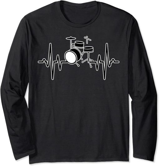 Drum Heartbeat Shirt Orca Music Graphic Tee Plus Size Long Sleeve T-Shirt